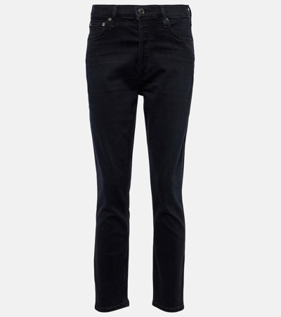 Agolde High-rise Slim Jeans Nico In Black