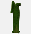 COSTARELLOS RUBINIA SILK-BLEND VELVET GOWN