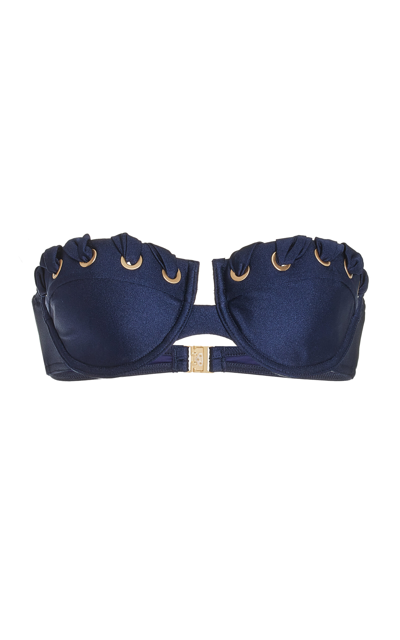 Zimmermann Alight Eyelet Balconette Bikini Top In Navy