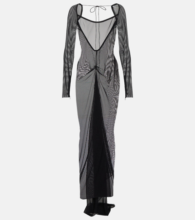 Laquan Smith Robe Aus Transparentem Mesh In Black