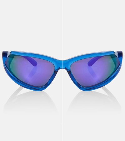 Balenciaga Ovale Sonnenbrille Side Xpander In 004 Blue Blue Violet