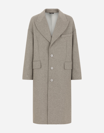 Dolce & Gabbana Deconstructed Single-breasted Wool Coat In Grey