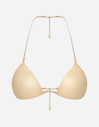 Dolce & Gabbana Rigid Decorative Metal Bra In Gold