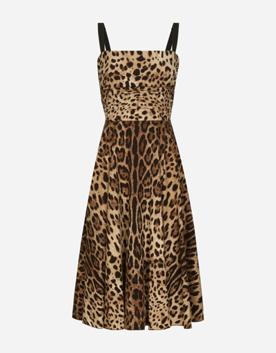 Dolce & Gabbana Leopard-print Cady Wrap Dress In Animal Print