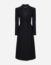 Dolce & Gabbana Long Double-breasted Wool Coat In Black