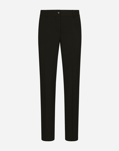 Dolce & Gabbana Wool Fabric Pants In Black