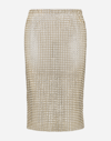 Dolce & Gabbana Rhinestone Mesh Midi Skirt In Crystal
