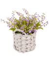National Tree Company 11in Mauve Lily-of-the-valley Flowers In White Basket In Mauve