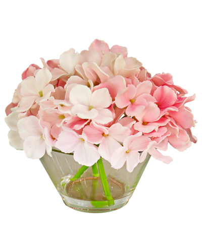 National Tree Company 8in Pink Hydrangea Bouquet In Glass Vase