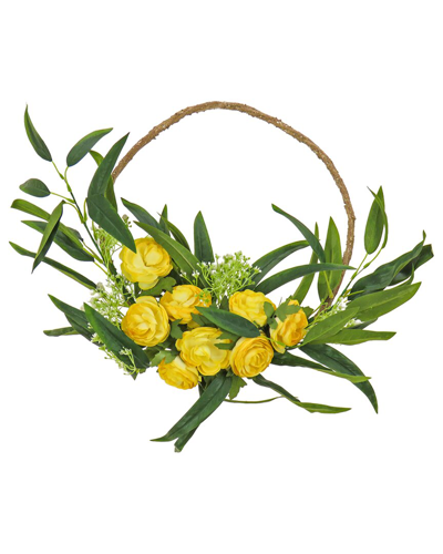National Tree Company 16in Buttercups And Babyõs Breath Hoop Wreath In Yellow