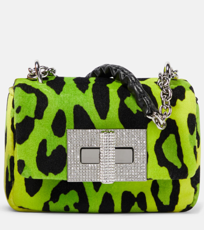Tom Ford Natalia Mini Leopard Velvet Shoulder Bag In Green