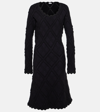 Burberry Scalloped Neckline Long Sleeve Fitted Dress In Black