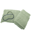 PORTOLANO PORTOLANO CABLE KNIT TRAVEL THROW & EYE MASK SET