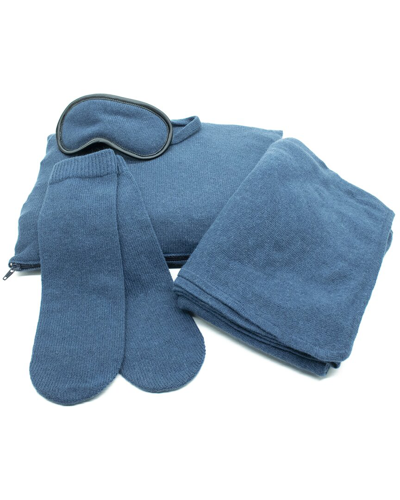 Portolano Travel Throw & Eye Mask Set In Blue