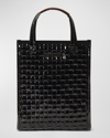 Mz Wallace Micro Woven Patent Box Tote Bag In Black