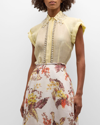 Zimmermann Matchmaker Crystal-embellished Linen And Silk-blend Shirt In Lemon
