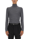 Saint Laurent Gray Wool Turtleneck In Grey