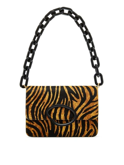 Oscar De La Renta Tiger Printed Haircalf O Pochette In Orange