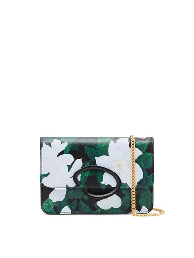 Oscar De La Renta Gardenia Printed O Pochette In Black Multi