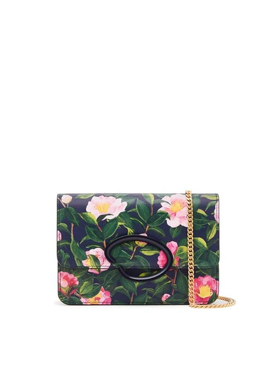 Oscar De La Renta Camellia Printed O Pochette In Navy Multi