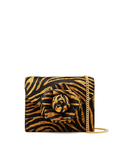 Oscar De La Renta Tiger Printed Mini Tro Bag In Brown