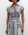 Zimmermann Matchmaker Printed Linen And Silk-blend Shirt In Blue Bandana