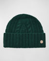 Bruno Magli Cable Knit Cuffed Cashmere Beanie In Green