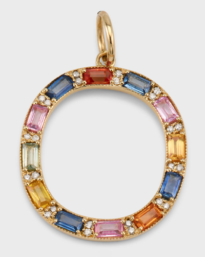 Kastel Jewelry Inital O Pendant With Multicolor Sapphires And Diamonds