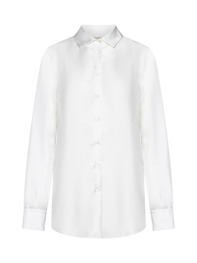 Blanca Vita Capparis Semi-sheer Silk Shirt In White