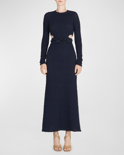 Silvia Tcherassi Myriam Smocked Cutout Dress In Navy