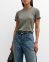 Nili Lotan Mariela Crewneck T-shirt In Admiral Green