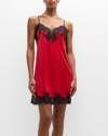 Natori Enchant Lace-trim Chemise In Brocade Red With