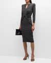 GIORGIO ARMANI TAB-FRONT GATHERED JERSEY SHEATH DRESS