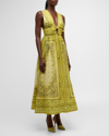Zimmermann Matchmaker Printed Linen And Silk-blend Gown In Yellow Bandana