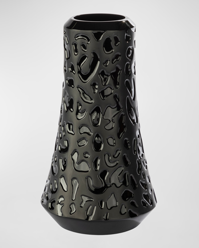 Lalique Panther Crystal Vase, Black