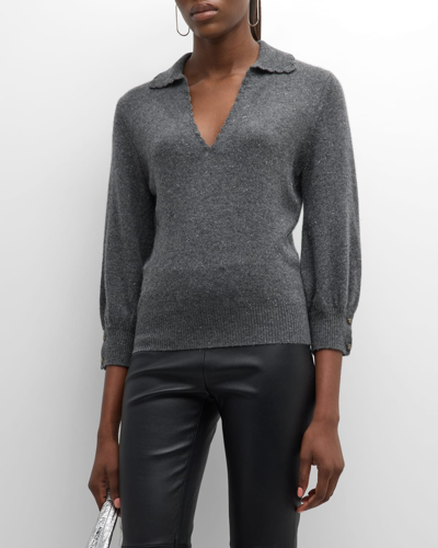 Autumn Cashmere Puff-sleeve Cashmere-blend Polo In Asteroid