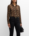 NILI LOTAN GAIA PYTHON-PRINT LONG-SLEEVE SILK SLIM SHIRT