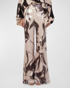Silvia Tcherassi Avellino High-rise Sequin Embellished Wide-leg Pants In Cacao Rose Garden