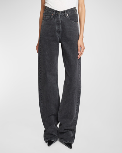 Saint Laurent Wide-leg Organic Cotton Jeans In Black