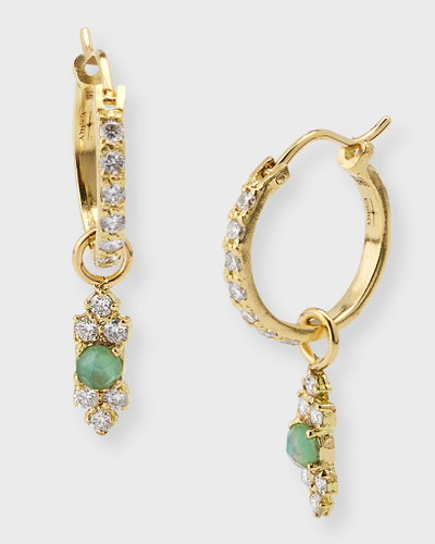 Armenta 18k Emerald Scroll Drop Huggie Earrings