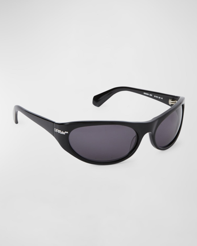 Off-white Men's Napoli Acetate Wrap Sunglasses In Black