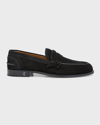 Christian Louboutin Men's Suede Red Sole Penny Loafers In Black