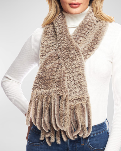 Fabulous Furs Knitted Faux Fur Fringe Scarf In Natural