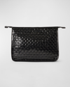 MZ WALLACE WOVEN PATENT LEATHER CLUTCH BAG