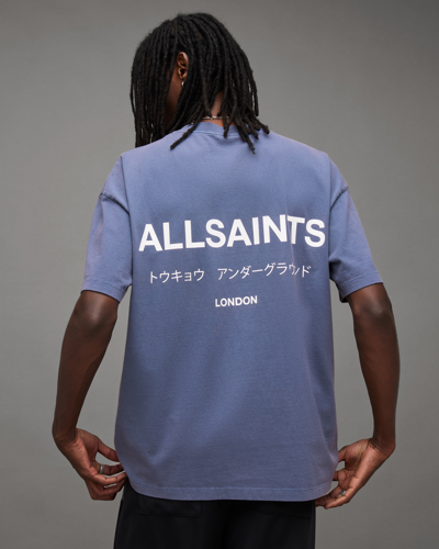Allsaints Underground Oversized Crew Neck T-shirt In Blue