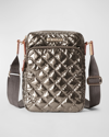 Mz Wallace Metro Metallic Quilted Nylon Crossbody Bag In Grey