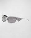 Givenchy Men's Givcut 4g Metal Geometric Sunglasses In Silver/gray Mirrored Solid