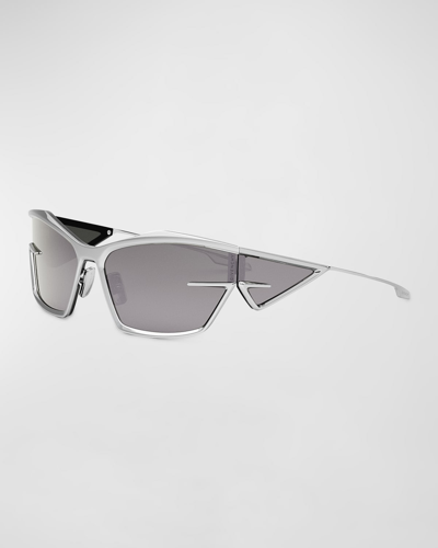 Givenchy Men's Givcut 4g Metal Geometric Sunglasses In Silver/gray Mirrored Solid