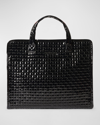 Mz Wallace Medium Woven Patent Box Tote Bag In Black