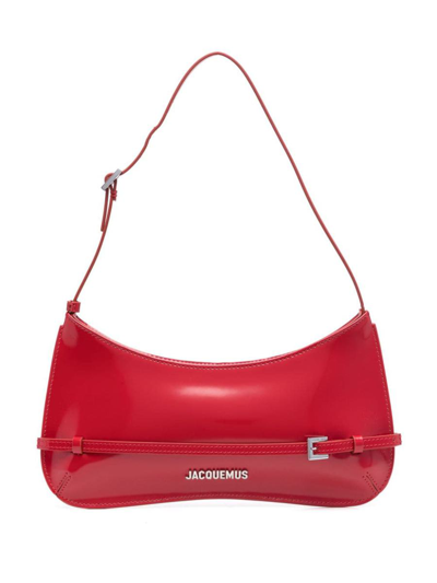 Jacquemus Le Bisou Ceinture Patent Shoulder Bag In Red